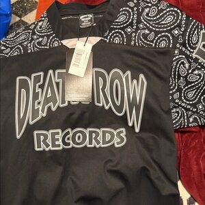 Death Row Records Men's Black and White Paisley Jersey